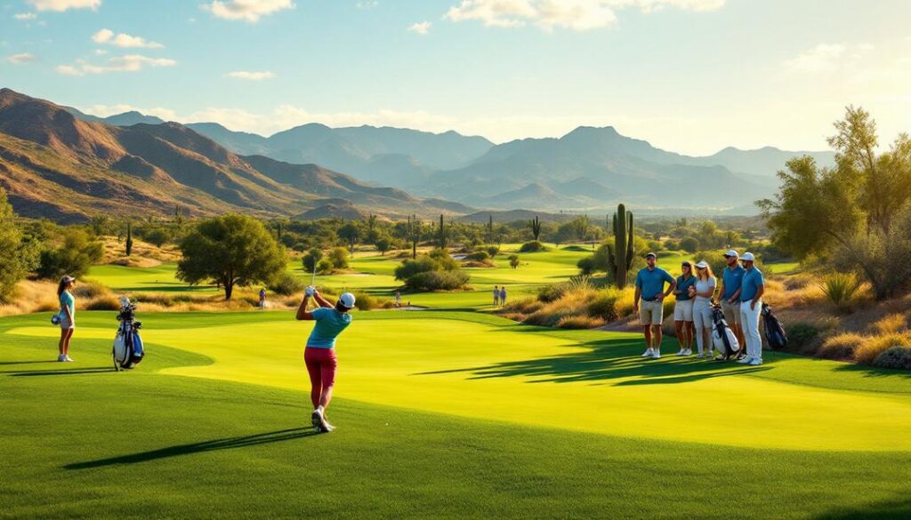 A charming golf course set against the border landscape with rolling hills