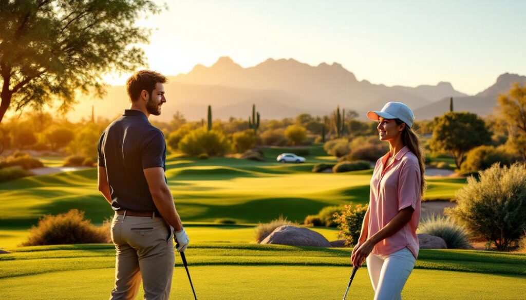 A top tier golf course with a mix of sand traps water features and pristine greens