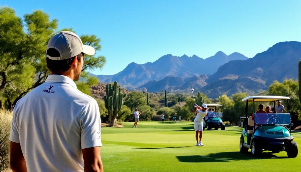 A unique elevated golf course offering panoramic views of the surrounding mountains