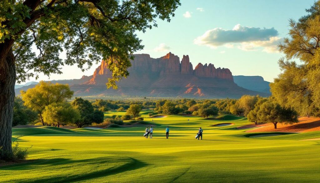 A unique scenic golf course offering sweeping views of Lake Powell and red rock formations
