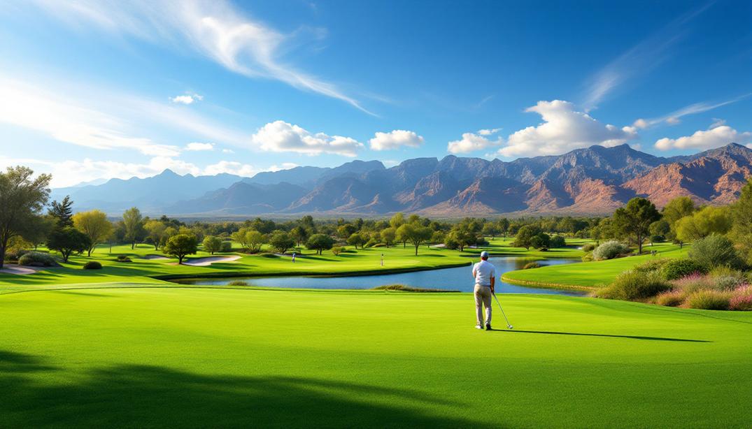 A well maintained flat course designed for all levels of play with lush greenery