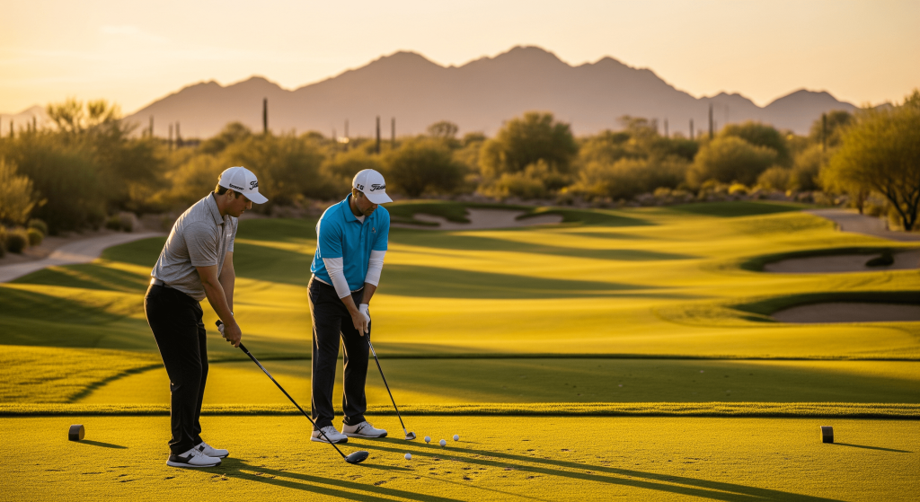 2025 12 azgolflessons.golf img golfers sunset practice v1
