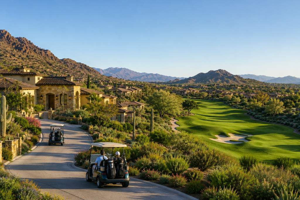Luxury golf community with desert homes and championship course in Arizona